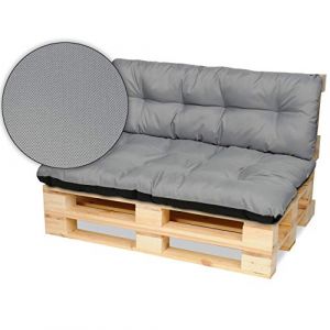 Image de SuperKissen24 Coussin Dossier pour Palette Canapé 120x80 cm et Appui 120x38 - Intérieur-Extérieur - imperméable - Gris