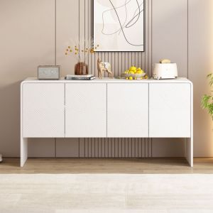 Buffet en mdf - avec &eacute;tag&egrave;res r&eacute;glables en hauteur - BLanc