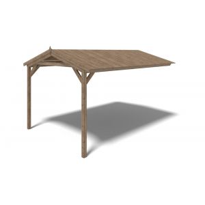 Avant-toit en bois 4xm pour le chalet de jardin 4m, trait&eacute;, marron - DOS194