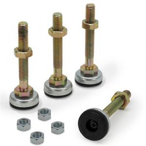 Waytex 37424 Jeu de 4 Pieds Réglables pour Baie et Armoire Réseaux, Fixation 1 Point Tige filetée diamètre 9,5mm. Pieds Diamètre 30mm, Hauteur 90mm