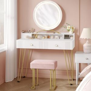 Coiffeuse avec Tabouret et &eacute;clairage,avec Miroir, avec Tiroirs