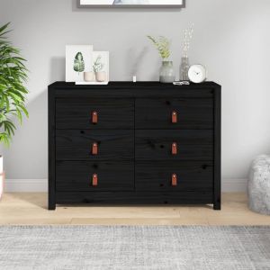 VidaXL Armoire latérale Noir 100x40x72 cm Bois de pin massif