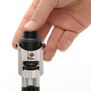 Bar Amigos Champagne Pressure Stopper Red Rouge - Pression Bouchon Pour Bouteille de Champagne et Vin Pétillant Saver Pump Gris