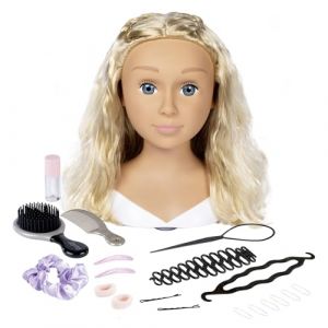 Smoby My Beauty - T&ecirc;te &agrave; Coiffer Blonde Jouet Enfant - 19 Accessoires - Maquillage thermosensible - Ventouses - 7600320317