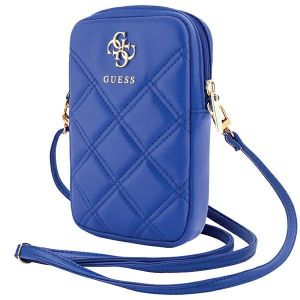 Guess CG MOBILE GUWBZPSQSSGB Étui pour téléphone Portable Bleu Zip Quilted 4G
