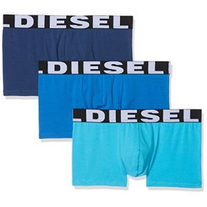 Diesel Lot de 3 boxers en coton stretch : 1 bleu marine, 1 bleu roi et 1 bleu turquoise