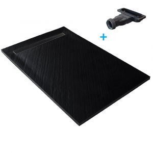 Receveur 120 x 90 cm HD en pierre naturelle 915 avec caniveau excentr&eacute;