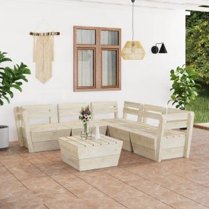 VidaXL Salon de jardin palette 6 pcs Bois d'épicéa imprégné - Beige