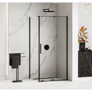 Cabine de douche 160x110cm coulissante CANARIES NOIR, noir, acces de face