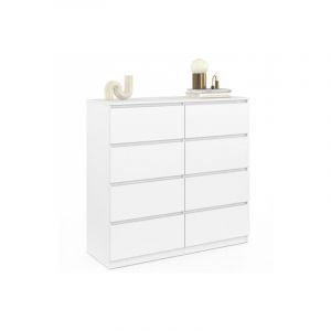 Idmarket Commode 8 tiroirs TOMI 110 cm bois blanc