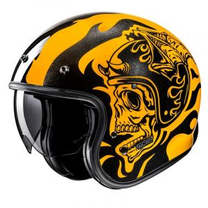 HJC Casque jet V31 Flame MC3 noir/jaune brillant- XL