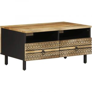 VidaXL Table basse noir 80x54x40 cm bois massif de manguier brut