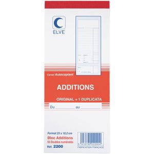 Elve 10 blocs addition 50 feuilles (96 x 235 mm)