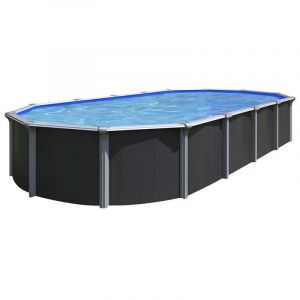 Trigano Piscine métal hors sol Osmose - 7,95 x 4,90 x 1,32 m - Gris anthracite