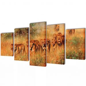 VidaXL Set de Toiles Murales Imprimées Lions 100 x 50 cm