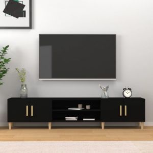 VidaXL Meuble TV noir 180x31,5x40 cm bois d'ing&eacute;nierie