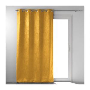 Douceur d'int&eacute;rieur, Rideau &agrave; Oeillets (135 x 280 cm) Melodie Ocre, Occultant Velours Frapp&eacute;