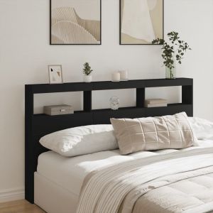 VidaXL Armoire Tête De Lit Avec Led Noir 180x17x102 Cm