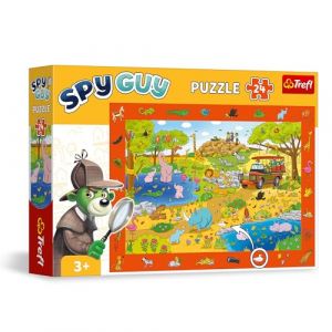 Trefl Puzzle d’Observation Spy Guy : Safari - 24 Pièces - Trouvez Tous Les Objets du Cadre, Puzzle Coloré Plein de Détails, Développement de Perspicacité pour Les Enfants à partir de 3 Ans