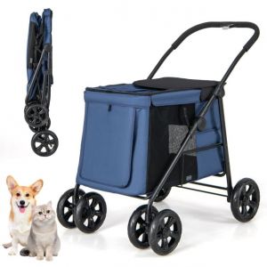 Coast Pet Trolley - Filet respirant - Pliable - 106 x 63 x 103 cm - Bleu marine