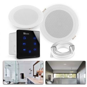 Power Dynamics Powerline A50B Pack Amplificateur Mural avec 2 Enceintes de Salle de Bain - 80 Watts