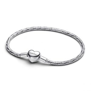 Pandora Bracelet Maille Serpent Facett&eacute;e Fermoir C?ur