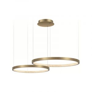 Zing Ring Double 80 B - Lustre LED 80cm, deux anneaux, laiton dor&eacute;
