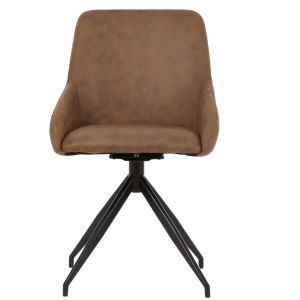 Dutchbone Laurel chaise de salle &agrave; manger pivotante - design &eacute;l&eacute;gant - pivotant &agrave; 360&deg; - cognac - 60 x 51 x 85 cm