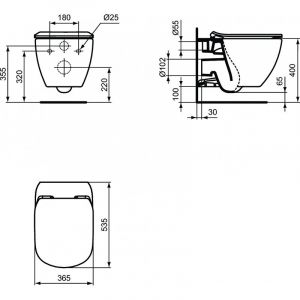 Grohe Pack WC Ideal Standard Tesi Aquablade sans bride + Rapid SL autoportant NF + plaque Skate Cosmo chrome (ProjectTesi-1/BP)