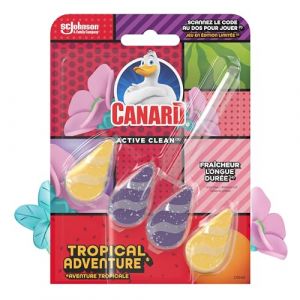 Canard wc Active Clean Edition LimitéeTropical Adventure - Bloc pour les Toilettes -Fraicheur à Chaque Chasse - Jusqu'à 3 Semaines d'Efficacité - 1 Bloc WC