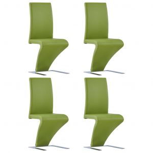 Image de VidaXL Chaises à Dîner avec Forme de Zigzag Similicuir 4 pcs Vert