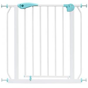 Image de IB-Style Ib style Berrin Barri&egrave;re de s&eacute;curit&eacute; 67-175cm | Porte ou escalier | Sans per&ccedil;age | 90&deg; arr&ecirc;t | Auto-Close | Blanc-turquoise |140-150 cm + 2 adapteurs en Y