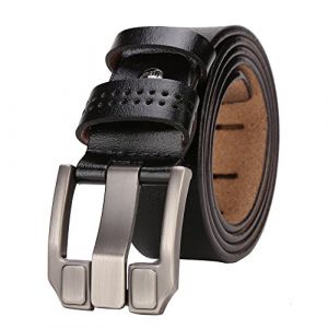 BISON DENIM Ceinture En Cuir Pour Homme Boucle Ardillon Antique Noir Et Marron Ceintures DéContractéEs N71018-2BM-120