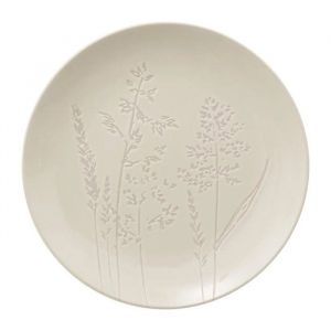 Assiette en grès, blanche, avec motif de fleurs sauvages, ø 27 cm