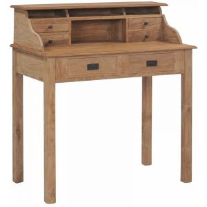 Bureau table meuble travail informatique 100 cm bois de teck m if Bois