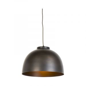 Qazqa Industriel Salle A Manger Suspension / Lustre / Luminaire / Lumiere / Éclairage Industrielle Marron 40 Cm - Hoodi Acier Marron Rond / Intérieur / Salon / Cuisine E27 Max. 1 X 25 Watt