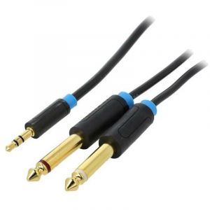 Cable Jack 3.5mm 3pin Male vers 2x Jack 6.3mm Male 2m