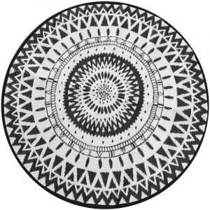Tapis d'extérieur rond et réversible Noir - Noir
