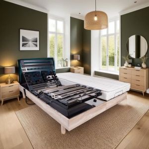 Ensemble relaxation matelas + sommiers électriques 2x80x200cm - mousse - ferme - eclipse fabrication française