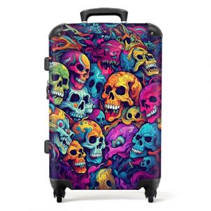 Grand Valise NoBoringSuitcases.com - Bagage l&eacute;ger - 4 roues - 90 Litres - Valise de Voyage - Cr&acirc;ne - N&eacute;on - Arc-en-ciel - Motifs