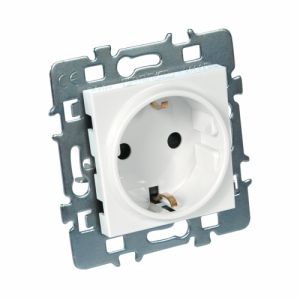 Debflex Casual m&eacute;canisme 2P+T schuko + cache blanc + support m&eacute;tal
