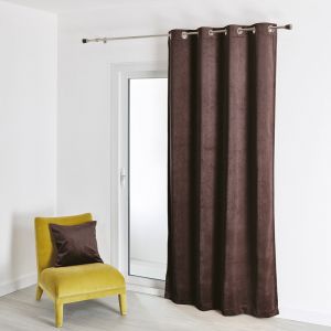 Homemaison Rideau d'Ameublement en Suédine Unie Taupe 140X260 cm SOFT