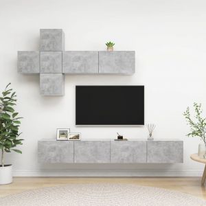 VidaXL Ensemble de meuble TV 7 pcs Gris béton