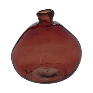 Atmosphera Vase rond en Verre recyclé Rouge Ambre H 33 cm