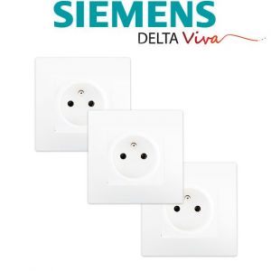 Siemens LOT 3 Prise 2P+T Blanc Delta Viva + Plaque Blanc