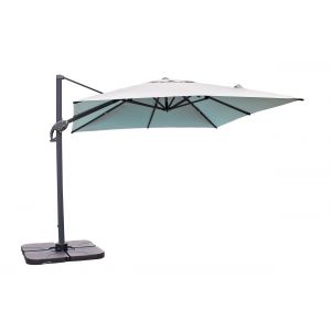 DCB Garden Parasol avec pied excentré en acier et toile grise