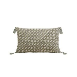 Housse de coussin 28x47 cm Vert de gris et écru