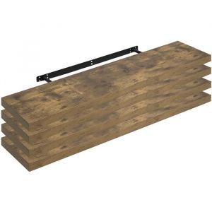 Tagère Murale Lot de 4. Étagère Suspendue. Étagère Flottante de cd dvd. 120x23x3.8cm Marron Rustique. RG9315hov-4 - Woltu