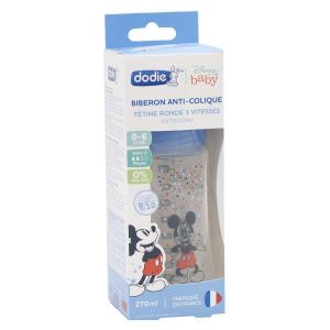 Image de Dodie Biberon Initiation 270ml Mickey Bleu 0 à 6 Mois 1ud