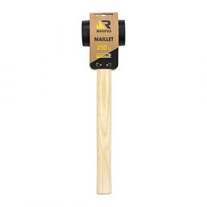 Rhino 18502 Maillet en caoutchouc 250 g noir avec manche bois - Garantie à vie - Haute qualité - Peut être utilisé pour tous types de travaux de bricolage (Plomberie, menuiserie, carrelage)